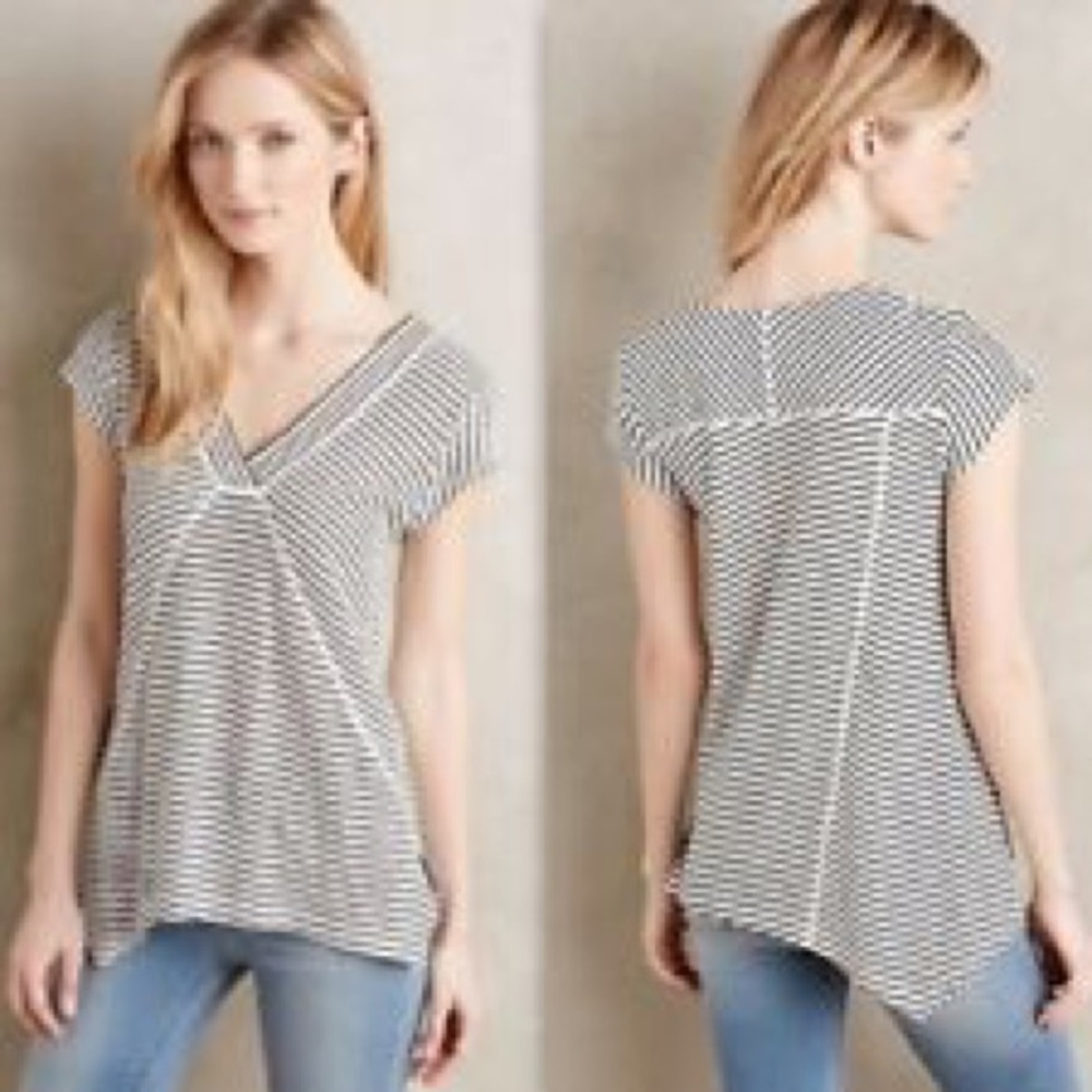 Anthro striped vneck top